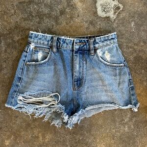 ROLLA'S Dusters High Rise Slim Blue Vintage Distressed Jean Shorts